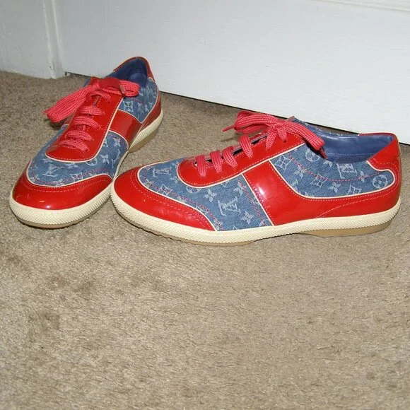 Vintage Louis Vuitton Denim and Red Patent Leather sneakers size 39/8.5 - Picture 13 of 13